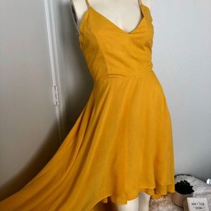 🌞 New NWOT Yellow High Low Hi-Lo Sundress Dress L